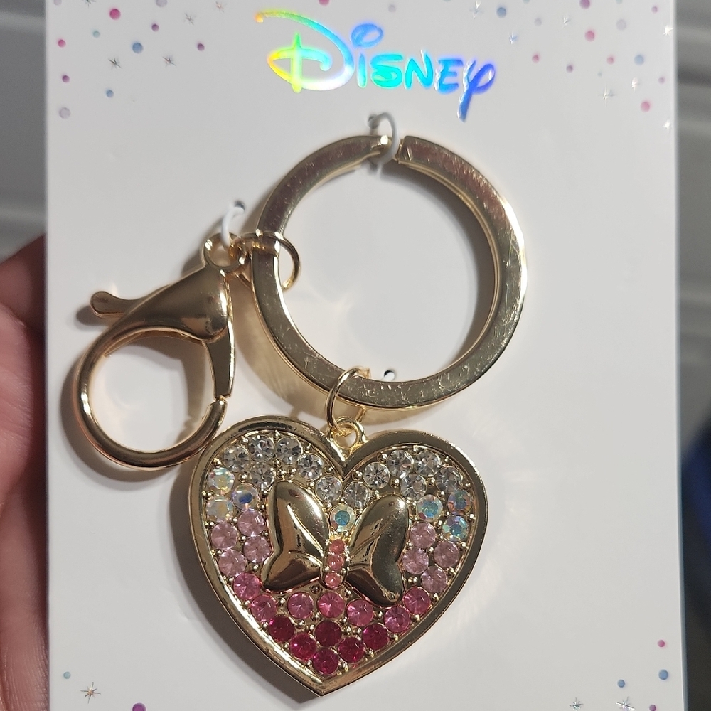 Disney Gold Heart Keychain with Pink and Gold Accents - Picture 1 of 3